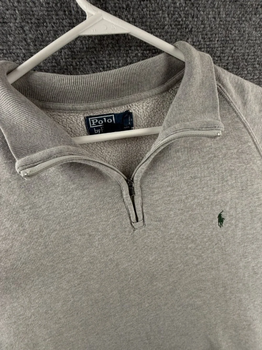 Polo Ralph Lauren Sweater 1/4 Zip XXL Contrast Trim Cotton Acrylic Blend Gray
